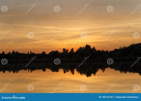 Beautiful Red Sunset At Lake Stock Image Image Of Business