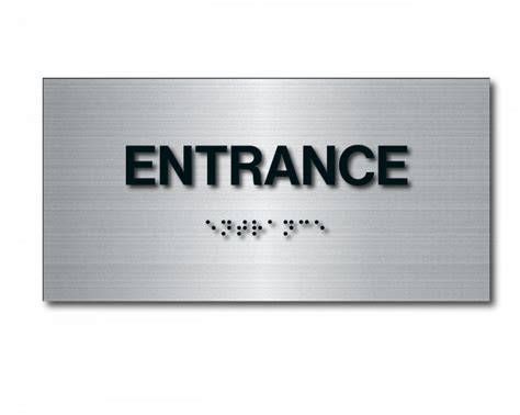 Brushed Aluminum Braille Entrance Sign 4″h X 8″w Harvey Signs Inc