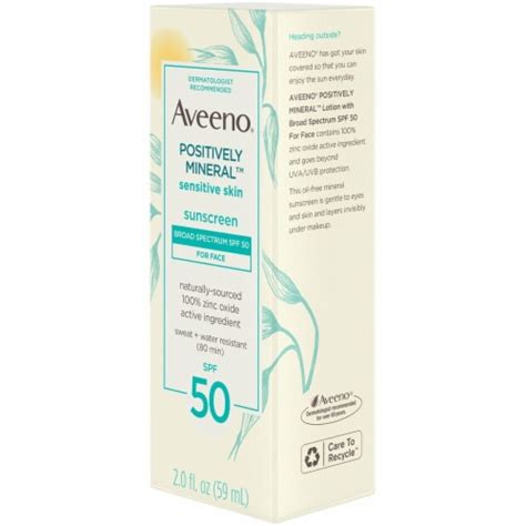 Aveeno® Positively Mineral™ Sensitive Skin Face Sunscreen Spf 50 2 Fl