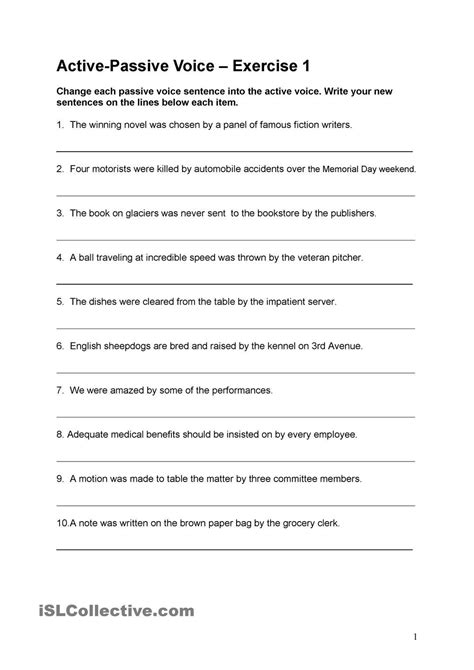 Worksheets For Active And Passive Voice