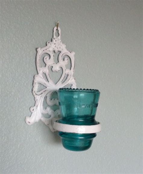 Glass Insulator Wall Sconce Upcycled Vintage Hemingway Etsy Wall