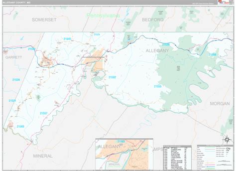 Allegany County Md Wall Map Premium Style By Marketmaps Mapsales