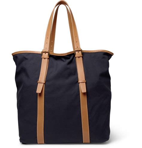 Paul Smith Kenver Leather Trimmed Canvas Tote Bag In Blue For Men Lyst