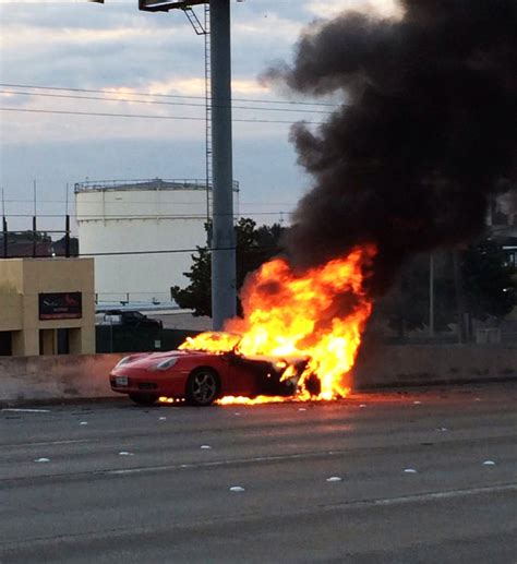 Porsche Fire Slows Traffic On North Freeway