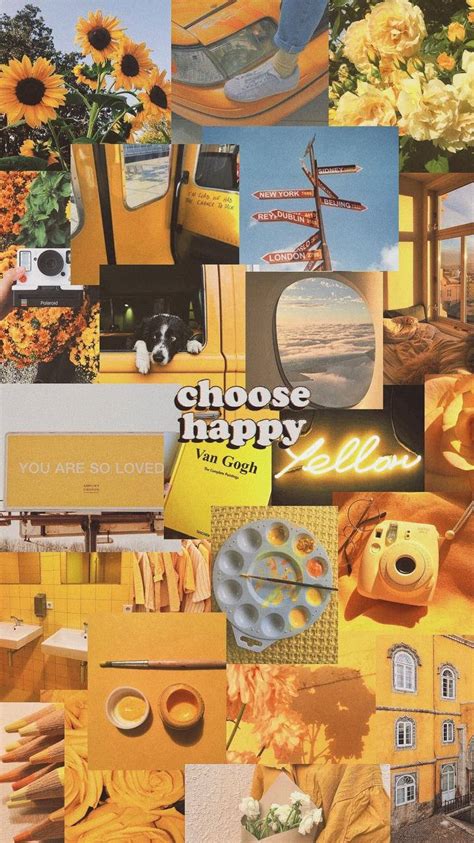 Download Images Of Yellow Vintage Aesthetic Collage Wallpaper