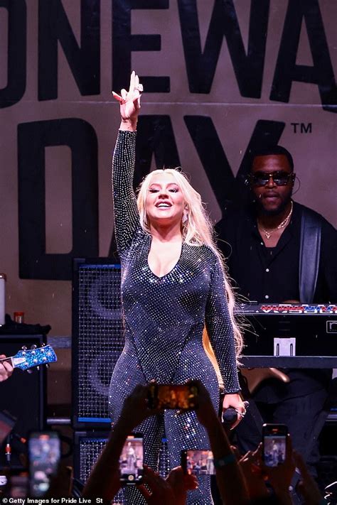 Christina Aguilera Dazzles In A Sparkling Ensemble During Pride Lives
