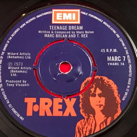 Marc Bolan And T Rex Teenage Dream 1973 Uk 7 Vinyl Single Excellent