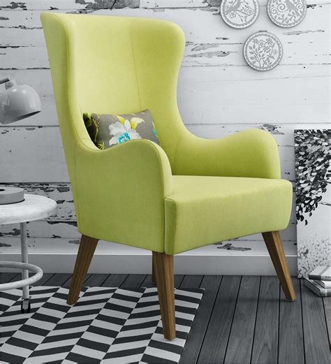 Buy Cecelia Wing Chair In Lime Green Colour By Casacraft Online Solid
