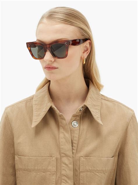 square tortoiseshell acetate sunglasses celine eyewear matchesfashion uk in 2020