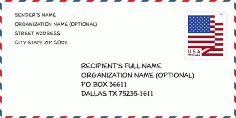 Address Po Box 36611 Dallas Tx 75235 1611 Usa Texas United States