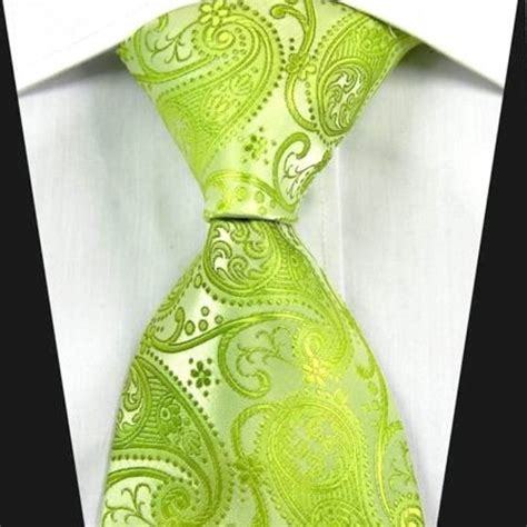 Mens Tie Green Paisley Jacquard Silk Woven Necktie Wedding T Ebay