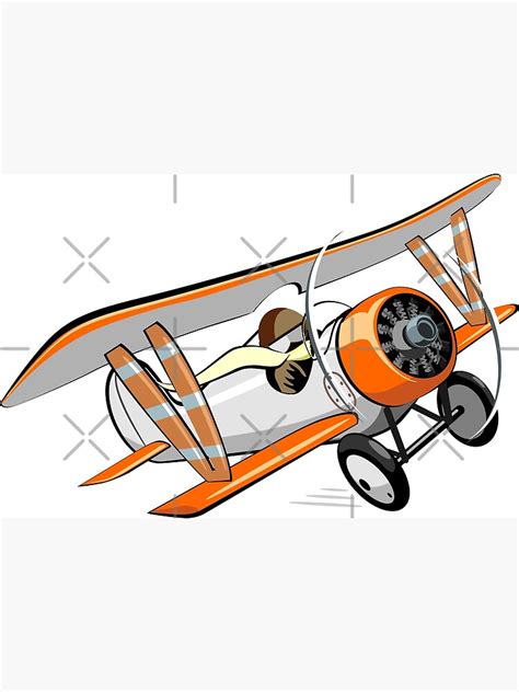 Cartoon Biplane Poster By Mechanick Redbubble