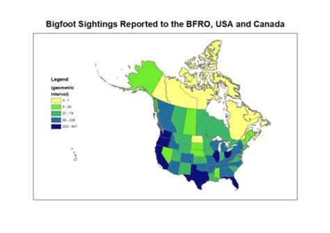 Bigfoot Sightings Reported To The Bfro Per Stateprovince