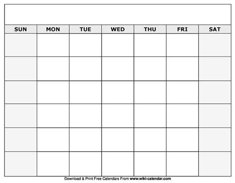 Blank Monthly Calendar Calender Template Blank Calendar Template