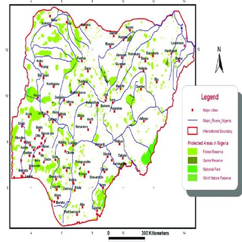 Map Of Nigeria Showing Vegetation Zones And Some Important Sites For