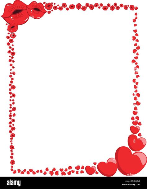 Amour Saint Valentin Décoration Coeurs Et Bisous Cadre Ou Une Bordure