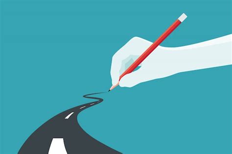 Premium Vector Hand Holding Pencil Concept Of The Path To Business
