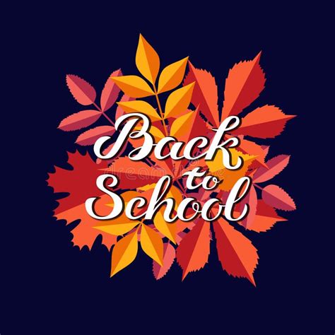 Hand Drawn Autumn Back To School Typography Poster With Cute Colorful