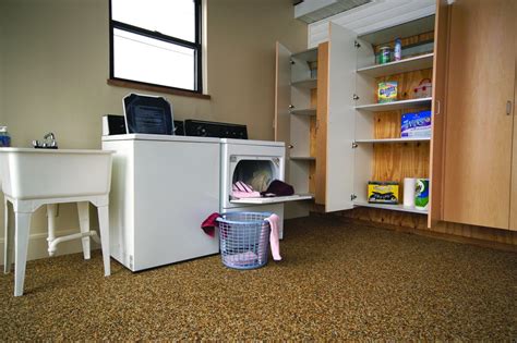 Vinyl flooring is an inexpensive option that helps waterproof your floor. Tough Laundry Room Flooring Options