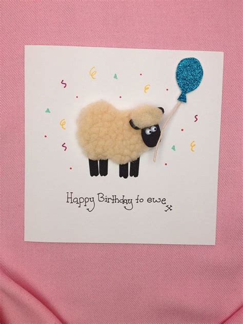 Happy Birthday Card Happy Birthday To Ewe Fluffy Sheep Card Pink Or