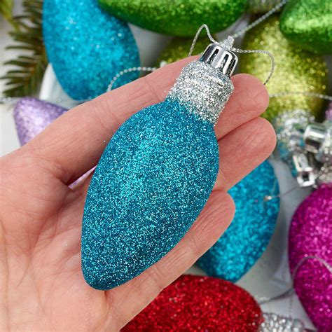 Glittered Christmas Light Bulb Ornaments Christmas Ornaments