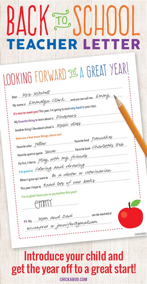 Free Printable Back To School Letter To The Teacher