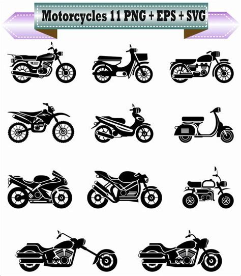 Motorcycles Bike Harley Davidson Chopper Silhouette Vector Etsy