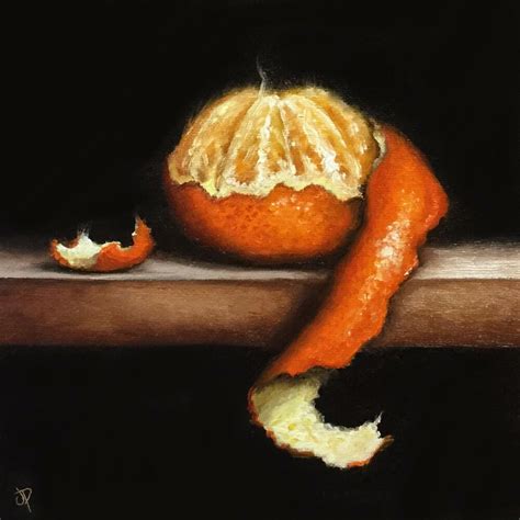 Peeled Clementine J Palmer 8x 8 Original Oil Painting Still Life