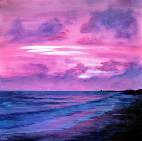 Lilac Skies On Shoreham Beach Seascape Painting Havenhouseart