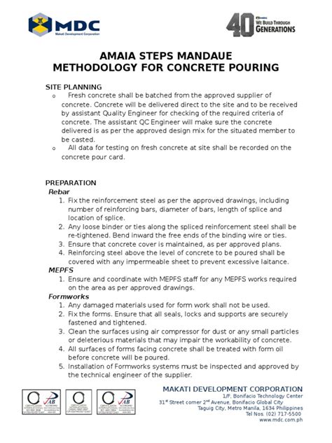 Concrete Pouring Methodology Pdf Concrete Building Technology