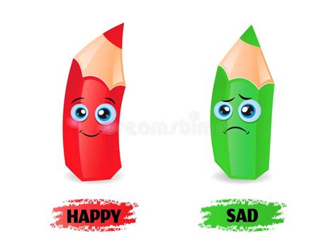 Opposite Words Sad And Happy Vector Illustration Sad And Happy