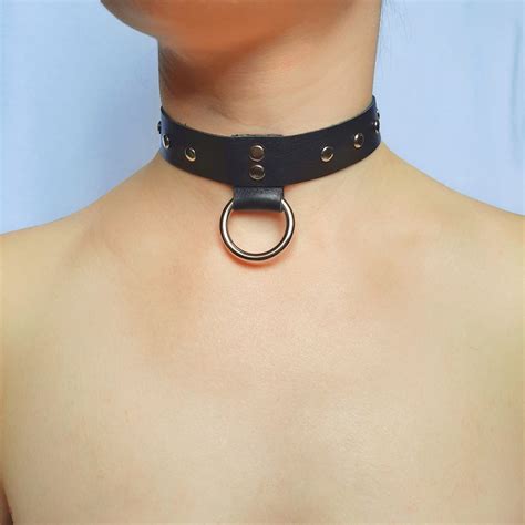 Leather BDSM Lockable Slave Sub Collar PetPlay Choker BDSM Etsy