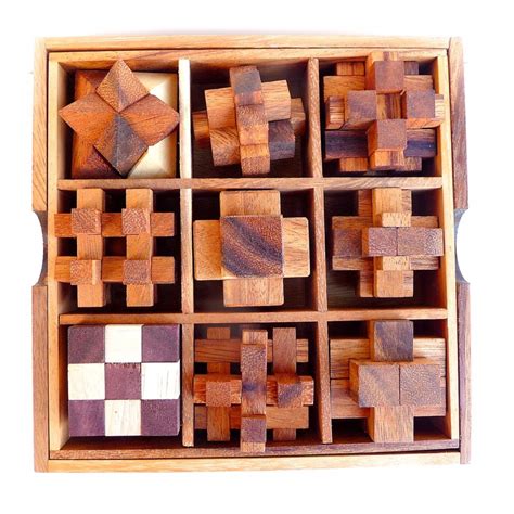 9 In 1 Puzzle Set In Wooden Box ⋆ The Mind Games ⋆ Buy It Now From Our