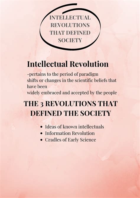 Intellectual Revolutions That Defined Society Science Technology And