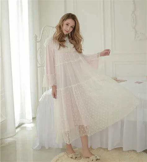 Free Shipping 2017 New Princess Pink Long Nightshirt Modal Nightgown
