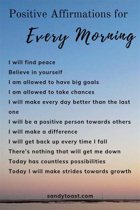 Positive Affirmations For Every Morning Positive Affirmations