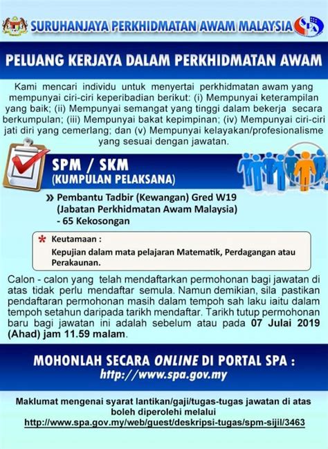 Jawatan kosong lembaga muzium negeri kedah, tarikh tutup 12 april 2021 april 3, 2021. Maklumat Jawatan Kosong Jabatan Perkhidmatan Awam Malaysia ...