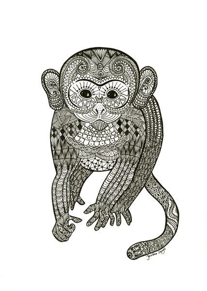 Monkey Art Print By Janina Steger Monkey Art Monkey Coloring Pages