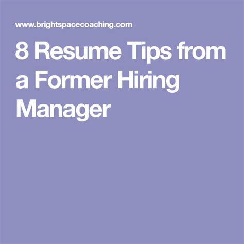 Recruiters and hiring managers may contact people on your reference list. 8 Resume Tips from a Former Hiring Manager | Resume tips, Resume tips no experience
