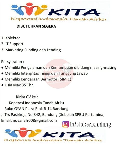 Info loker gsi blok b. Lowongan Kerja Koperasi Indonesia Tanah Airku Bandung Mei ...