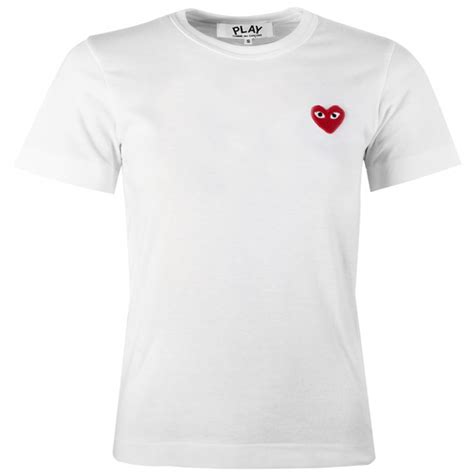 Comme Des Gar Ons Play T Classic Red Heart T Shirt In White Hervia