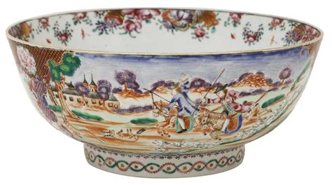 Lot 43 A Chinese Export Famille Rose Punch Bowl