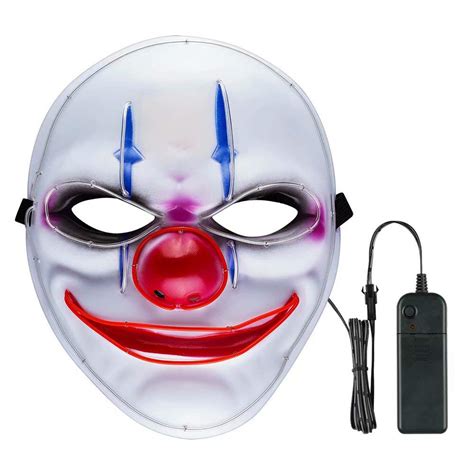 Killer Clown Scary Halloween Light Up Mask