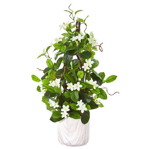 23 Stephanotis Artificial Climbing Plant In Marble Vase Nearly Natural