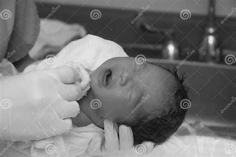 Newborn First Bath Stock Image Image Of Ethnic Baby 10778833