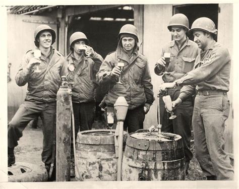 1945 Us 9th Army Soldiers Enjoy Glasses Of Beer From Kegs Found In A