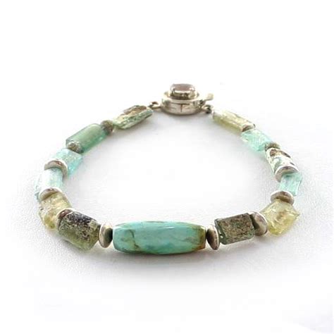 Persian Turquoise Bracelet With Ancient Glass Turquoise Bracelet