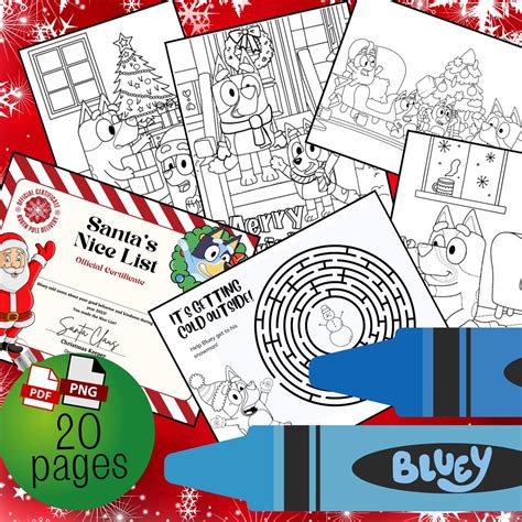 Printable Bluey Christmas Coloring Pages Bluey Santas Etsy Portugal