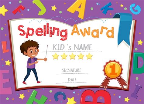 Free Vector Diploma With The Alphabet For Children