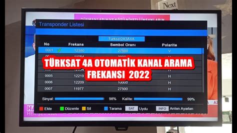 TÜRKSAT 4A OTOMATİK KANAL ARAMA FREKANSI 2022 YouTube